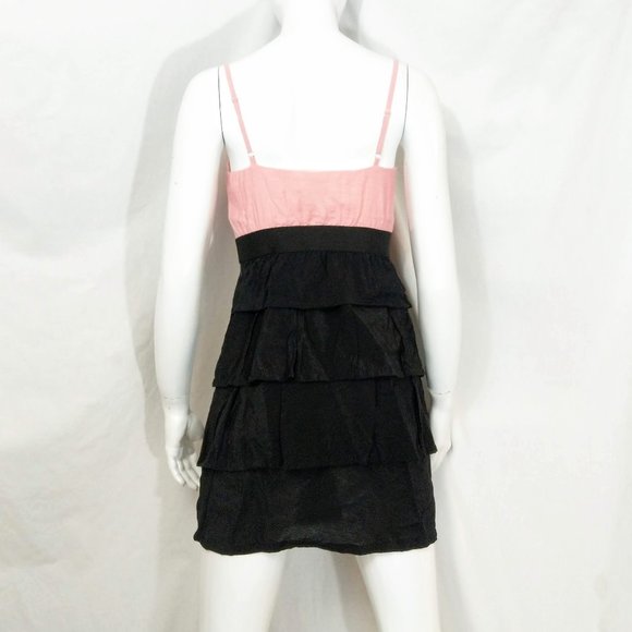 NWT Ya Los Angeles Pink Black Ruffly Tiered Mini - Picture 2 of 7